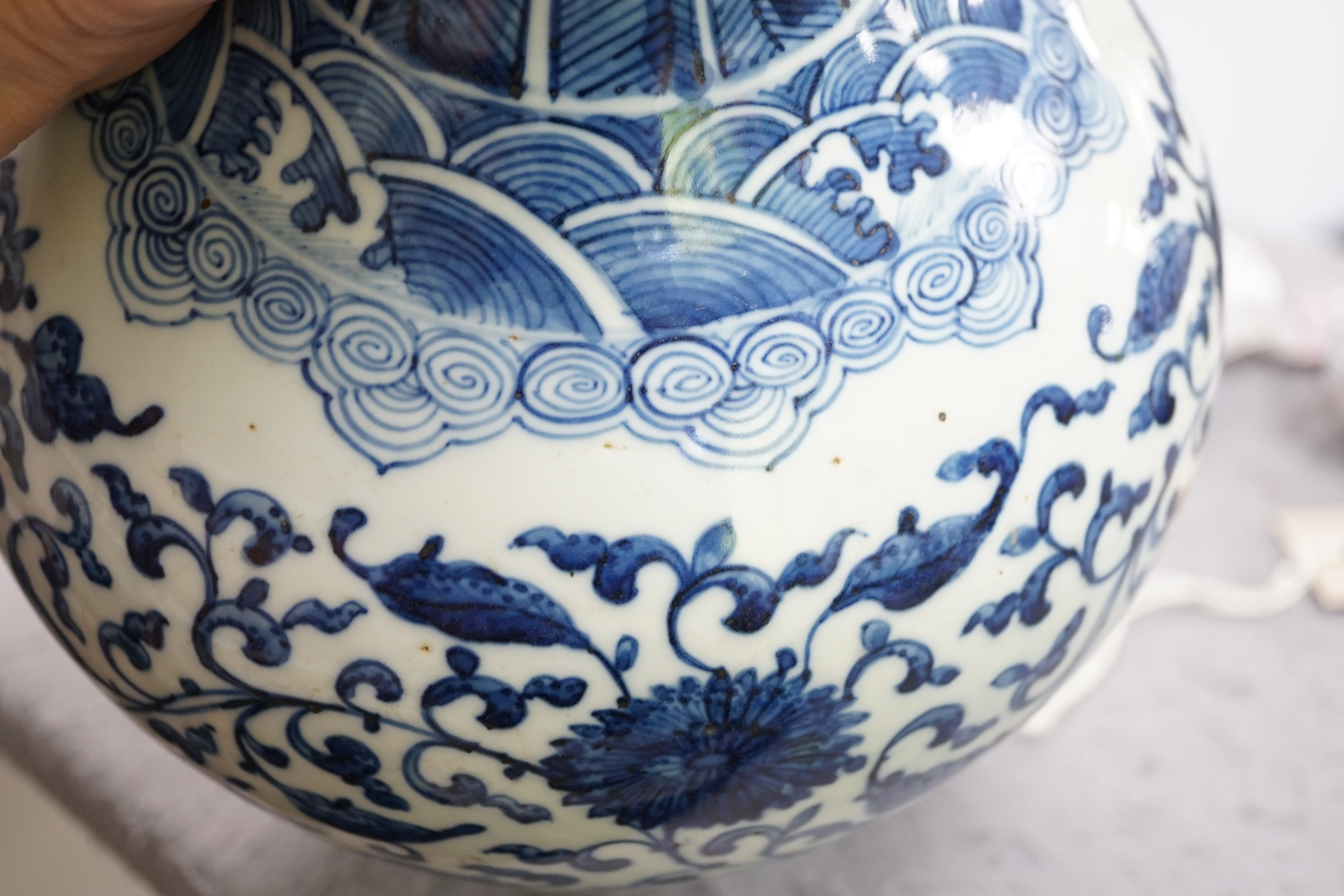 A Chinese blue and white ‘lotus’ vase, 20th century